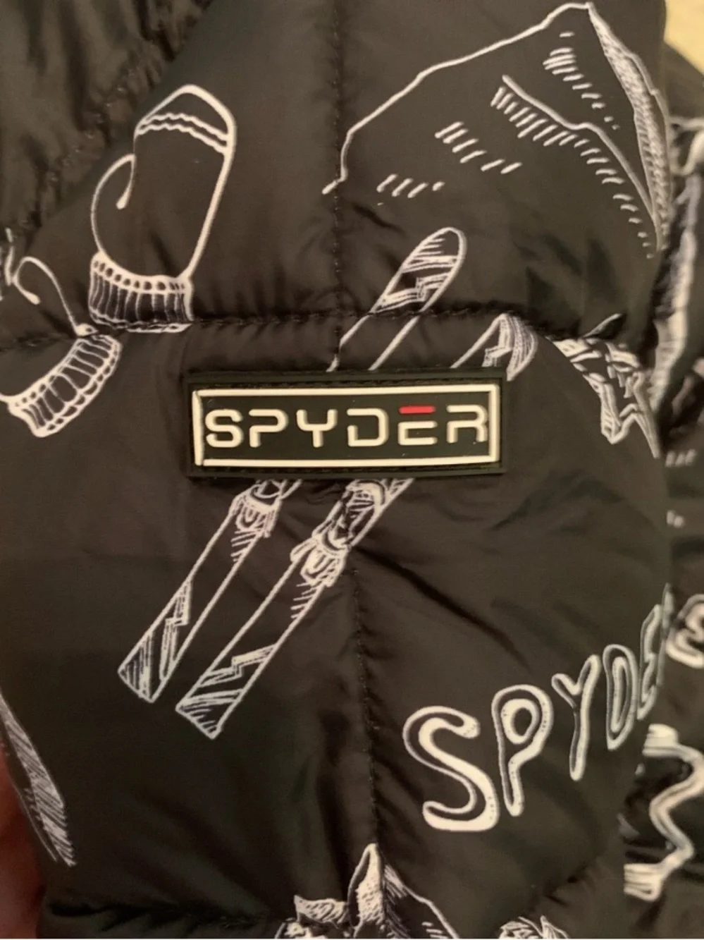 Spyder Snowsuit Snow Suit Black White Red Faux Fur Lined 9-12 Months Mittens New